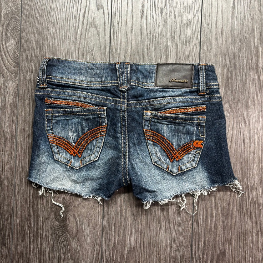 Rewind Womens Y2K Low Rise 28 Distressed Denim Cut Off Shorts Dark Wash Size 3
